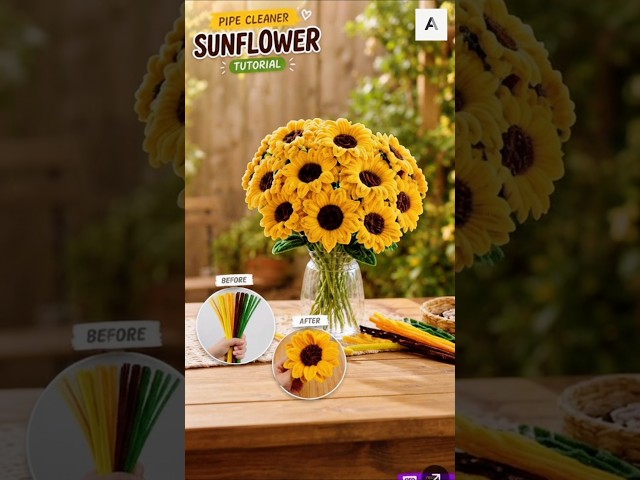 ​How to Make a Fluffy Sunflower with Pipe Cleaners (Step-by-Step DIY)#viral  #diyflowersmaking