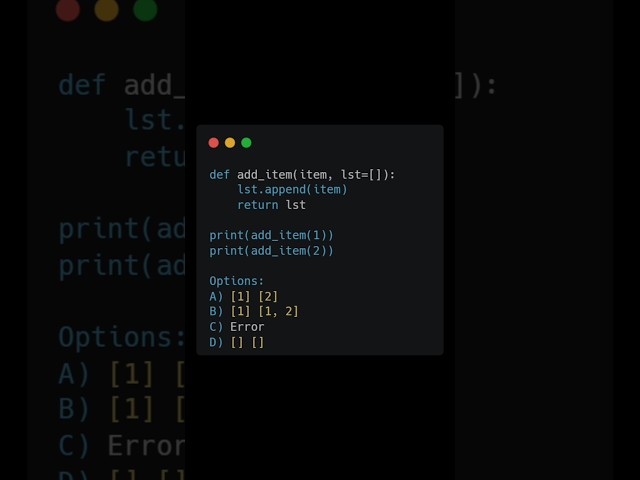 ‎Python List Trap 🤯 Default Arguments Explained