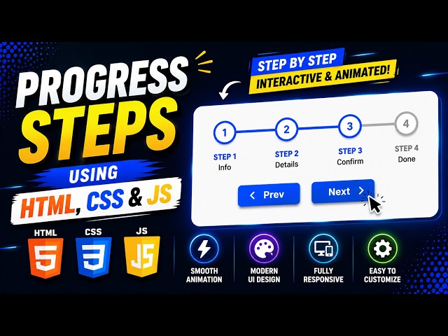 📈 Progress Steps Using HTML, CSS & JavaScript | Animated Multi-Step Progress Bar Project