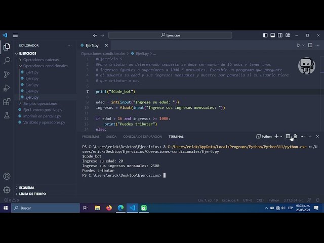 PROGRAMA EN PYTHON | PAGAR IMPUESTOS / ASMR