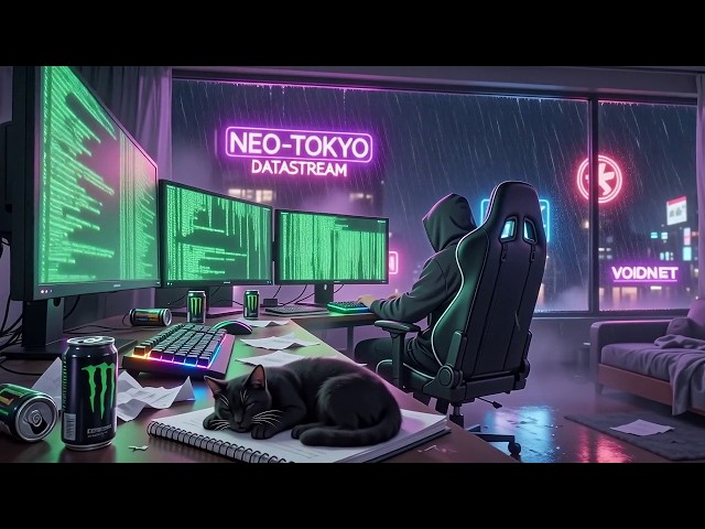 Lofi Rain 🌧️ Hacker Apartment Ambience for Deep Work & Relaxing
