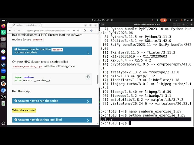 HPC Python's 'seaborn' session, for Kebnekaise