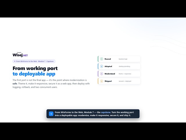 From WinForms to the Web - Module 7: Modernize, Secure & Deploy the Capstone