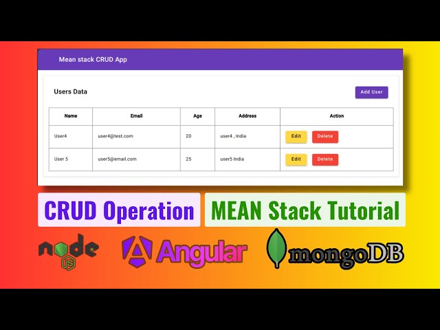 MEAN Stack CRUD Operations project tutorial | Angular | Nodejs | MongoDB