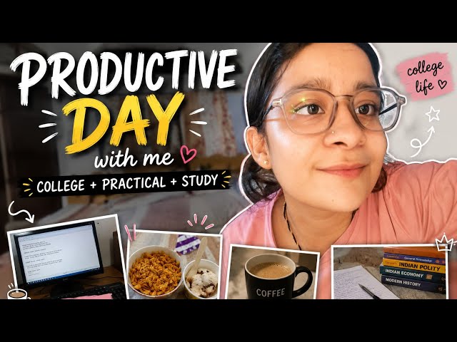 A PRODUCTIVE DAY IN MY LIFE COLLEGE,COMPUTER PRACTICAL,COFFEE & 2 HOURS OF STUDY COLLEGE LIFE VLOG ✨