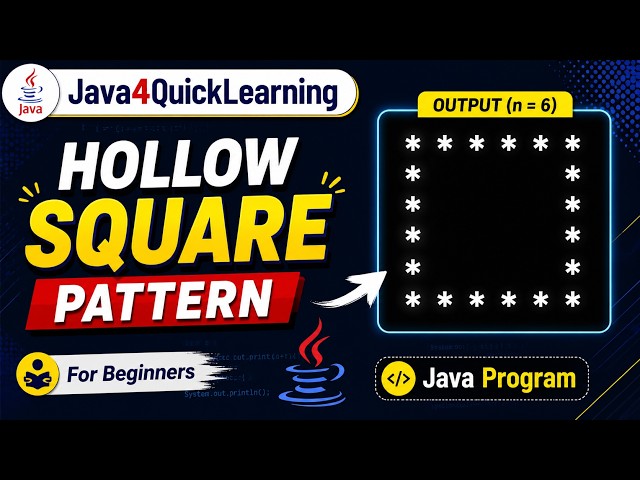Hollow Square Pattern in Java | Pattern Programming for Beginners | Step-by-Step Explanation