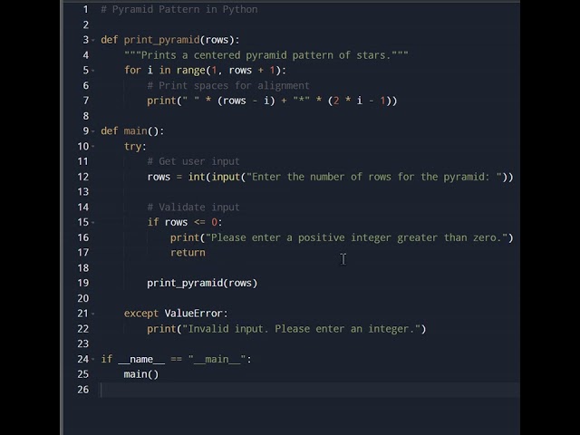 How to print Pyramid Build Stunning Star Pyramids in Python | Easy Input Validation &Creative Coding