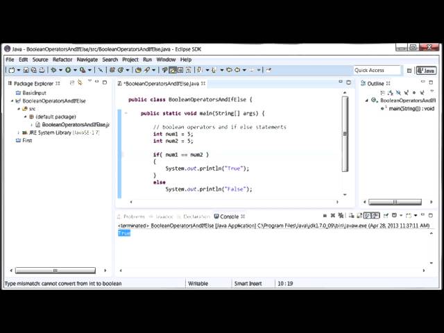 How to Java: Boolean Opterators & if / else