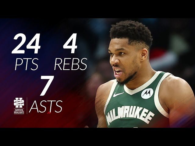Giannis Antetokounmpo 24 pts 4 rebs 7 asts vs Hornets 25/26 season