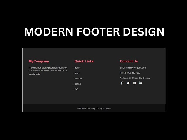Responsive Footer Design Using HTML & CSS | Modern Website UI #FooterDesign #htmlcss