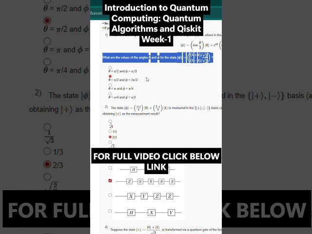 NPTEL Introduction to Quantum Computing: Quantum Algorithms and Qiskit Week 1 Assignment Answers