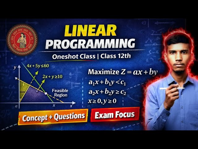 Linear Programming Class 12th | Oneshot | Bounded & Unbounded Region | Bihar Board 2026 //#ravatsr 