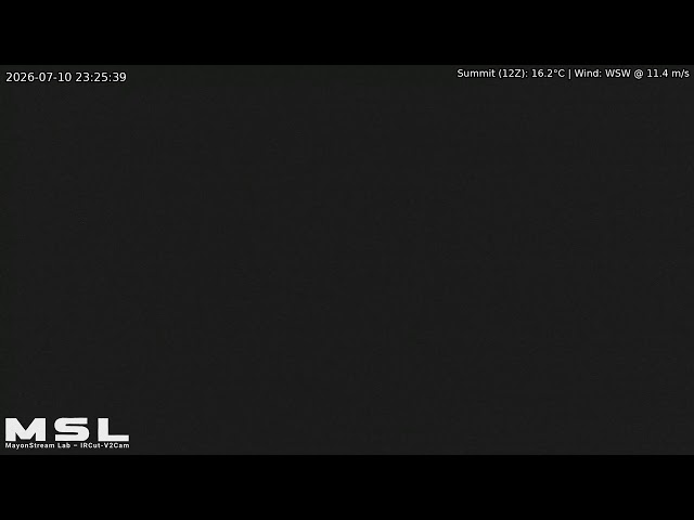 🔴 LIVE: Mayon Volcano Eruption, PH (SSW view) [RPi ircut-v2cam] 11:30 Jul-10-2026 (PST)