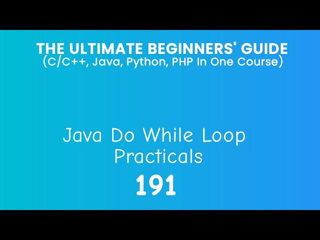 191. Java Do While Loop Practical