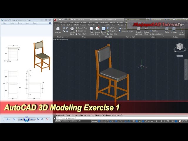 AutoCAD 3D Modeling | Chair Tutorial | Exercise 1