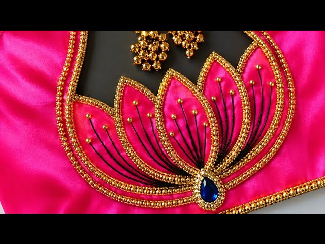 Beautiful Lotus Flower Blouse Back Neck Design | Latest Designer Blouse Pattern