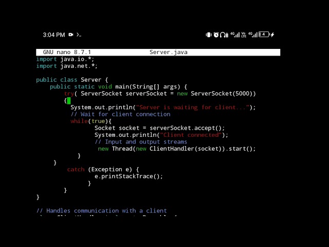 A simple Java SERVER CLIENT chat in termux Coding