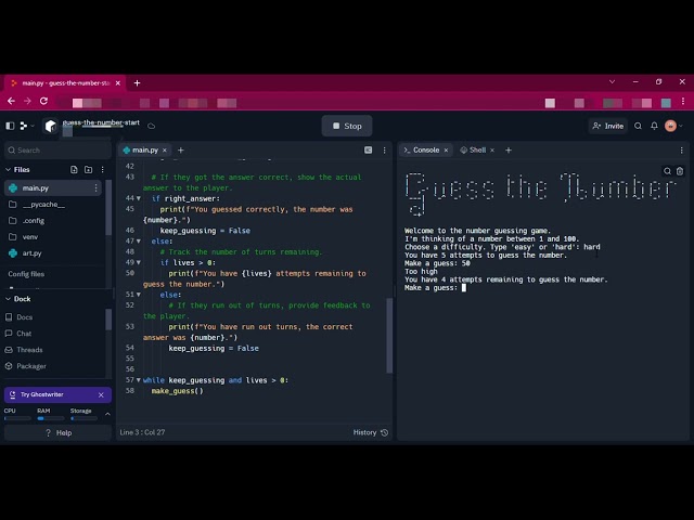 Guess The Number Project | #100DaysOfCode | Python