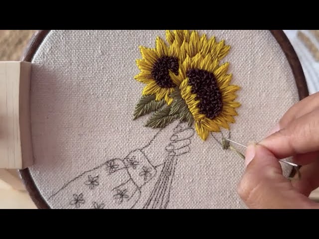 Beautiful Sunflowers Embroidery Video | Embroidery Video | Embroidery for Beginners - Let’s Explore