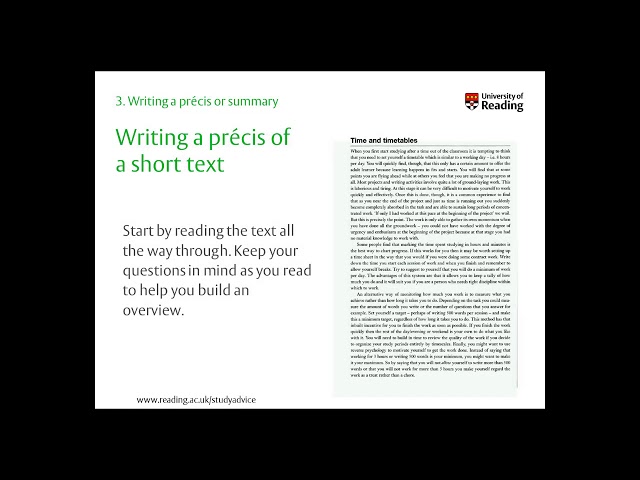 Writing a precis or summary