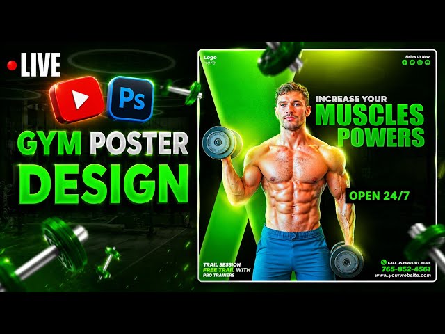 Gym Poster Design in Photoshop 2026 | Fitness Banner Tutorial Step by Step