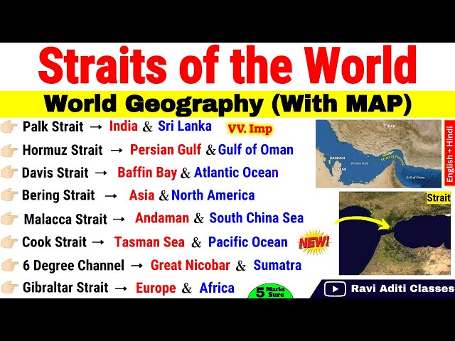 Important Straits Of The World | Strait & Channels | World Geography | Straits Of The World With Map