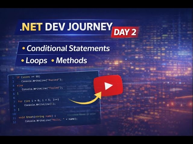 My .NET Developer Journey – Day 2 | If, Switch, Loops & Methods (.NET) 🚀