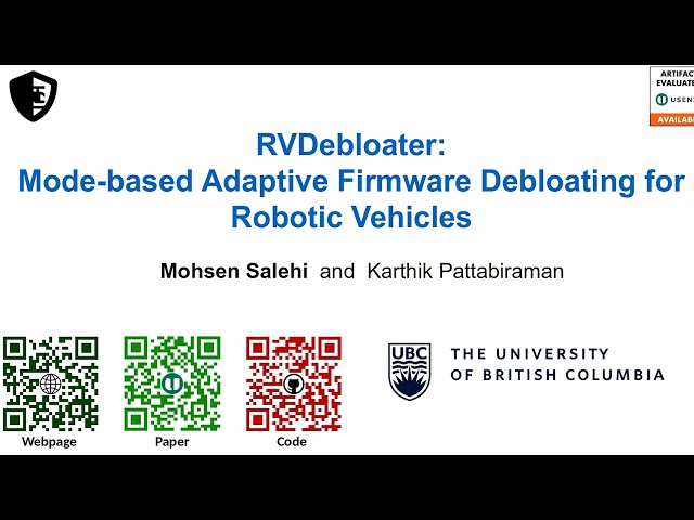 VehicleSec '26 - RVDebloater: Mode-based Adaptive Firmware Debloating for Robotic Vehicles