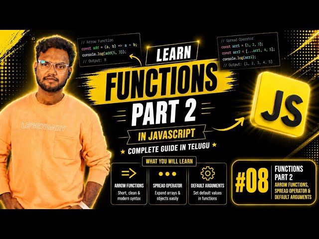 JavaScript Functions Part 2 in Telugu 🔥 | Function Expression, Arrow Function & More | JS Course #08