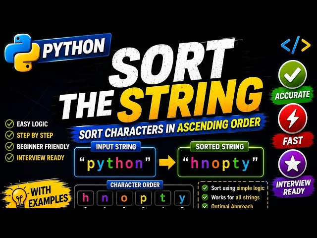 🔥 Python Program to Sort a String | Without Built-in Functions | Coding Interview