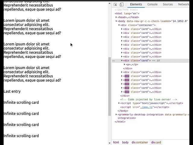 Infinite Scrolling a Web-page with JavaScript - Demo