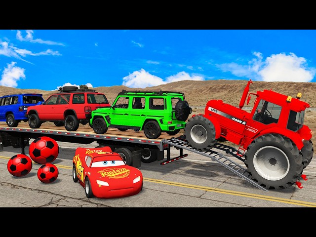 Flatbed Truck Mcqueen | Transportation with Truck - Pothole vs Car #3 - BeamNG.Drive