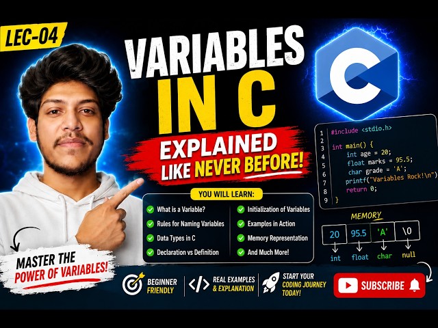 C Programming Full Course – Lecture 04 | Variables in C Explained from ZERO to PRO!