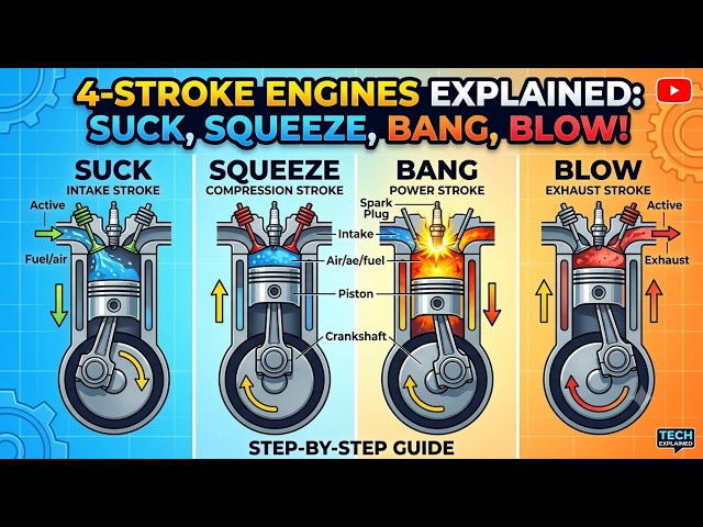 4-Stroke Engines Explained: Suck, Squeeze, Bang, Blow!