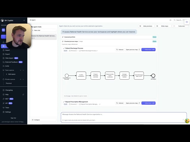 Agent chats across your BA Copilot workspace
