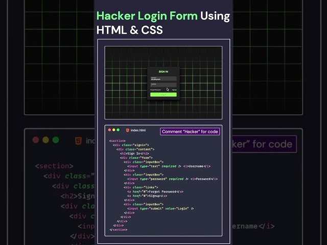Hacker Login Using HTML CSS👀 #like #views #subscribe #viral #trending #comment #subscribe #video