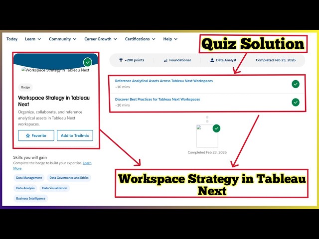 Workspace Strategy in Tableau Next | Salesforce Trailhead | Quiz Solution