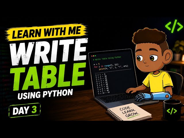LEARN WITH ME DAY #3 | LEARN HOW TO WRITE TABLE USING PYTHON | USE OF FOR LOOP AND WHILE LOOP