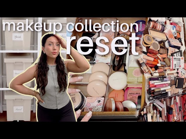 decluttering & organizing my ENTIRE makeup collection / new house setup!
