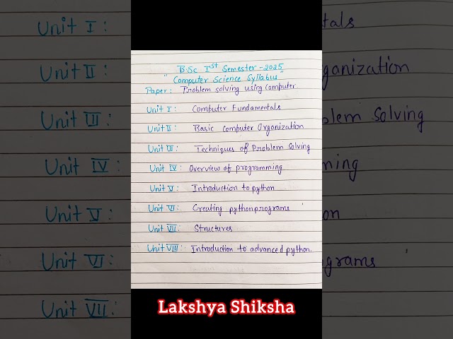 Bsc 1st semester computer science syllabus 2025 | bsc 1st semester cs syllabus |#bsccomputerscience