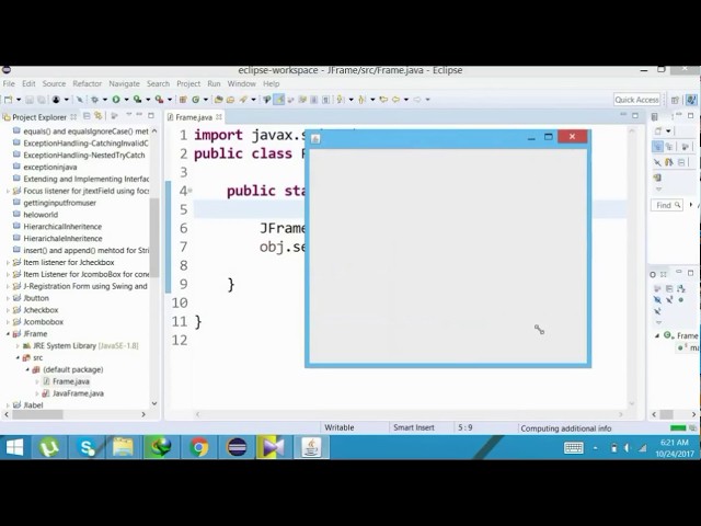 Java Swing(Urdru/hindi) -02-   JFrame-01-  How to create a JFrame using Eclipse