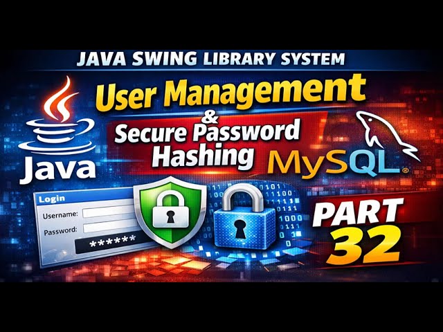 Part 32 — Java Swing Library System | Part 9 User Management Module – Secure Hashed Password