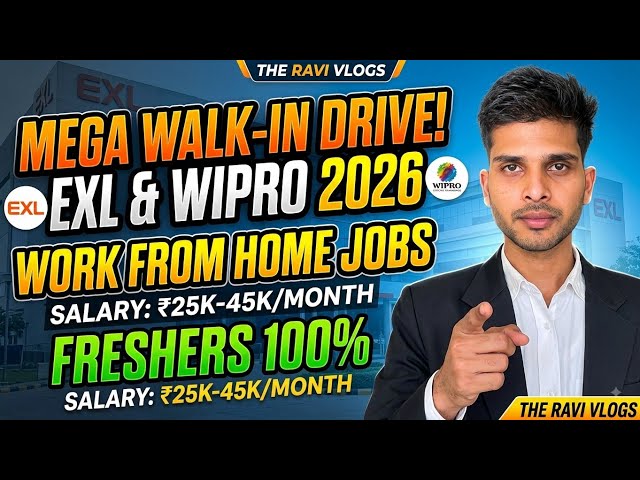 Mega Walk-in Hiring EXL 2026 | Wipro Fresher Hiring | Work From Home | EXL Company | The Ravi Vlogs