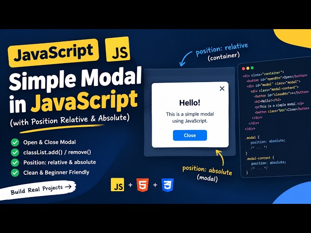 Build a Modal Popup with JavaScript 🔥 | HTML CSS & JavaScript
