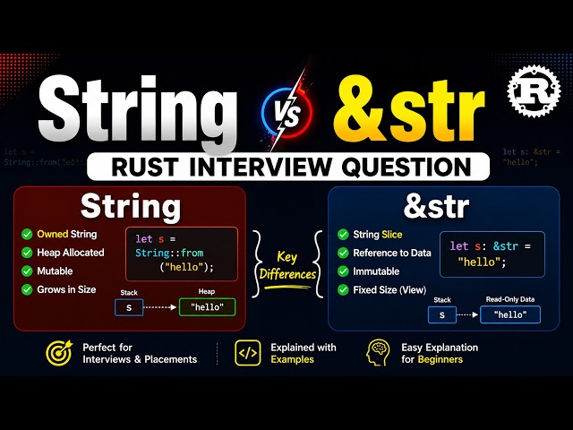 String vs &str in Rust | Rust Interview Questions and Answers | Rust Programming Tutorial