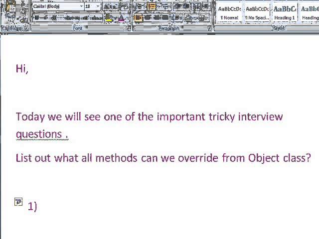 List out methods we can override from Object class in java?
