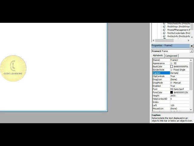 Vb6.0 | CMP 'Fried staff form - design form' | CodeLearning