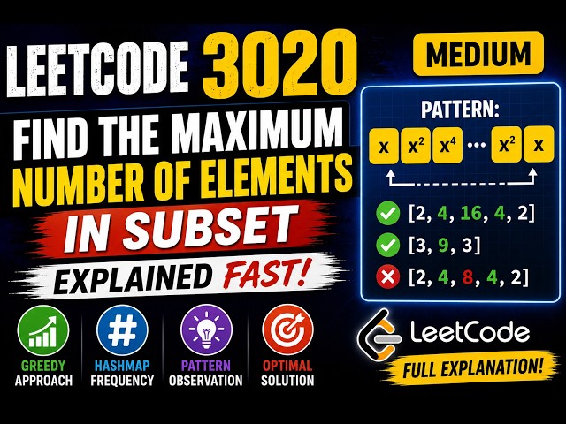 LeetCode 3020 | Find the Maximum Number of Elements in Subset | Medium #dsa #coding #leetcode3020
