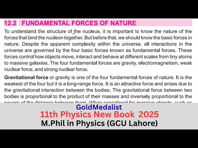 Fundamental Forces of Nature | Class 11 Physics Chapter 12 | Topic 12.2 | 11th Physics New Book