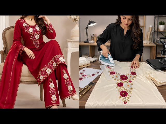 White & Mehroon flower 🌺 Iron on Patch pattern design 🔥 Applying just 2 minutes! on All types fabric